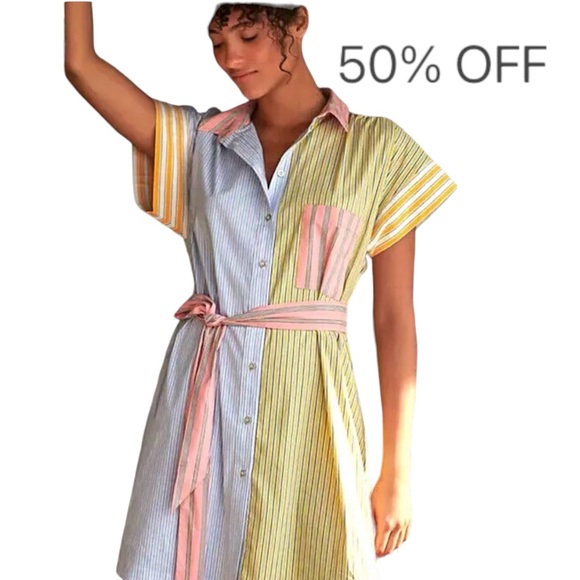 Anthropologie Dresses & Skirts - Anthropologie Maeve Buttondown Shirtless Dress Stripe Toni Tunic Size Medium NWT